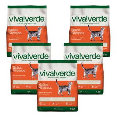 Imagem de Kit Areia Viva Verde Biodegradável - Grãos Grossos (nova Embalagem) - Super Premium Para Gatos 20kg