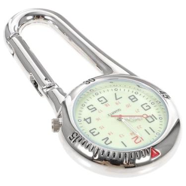 Imagem de Relógio Hemobllo para uso ao ar livre com cinto, relógio de liga de mosquetão que brilha no escuro, relógio de encaixe luminoso, relógio de bolso para esportes ao ar livre, escalada, montanhismo (branco)