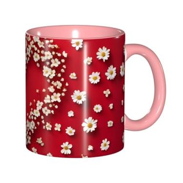 Imagem de Zeraoke Caneca de café criativa com estampa de flores de coração, personalizadas, presente para família, tamanho de 325 ml, unissex