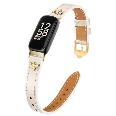 Imagem de Pulseiras de couro finas compatíveis com Fitbit Inspire 3, berloques, design feminino para Fitbit Inspire 2/1