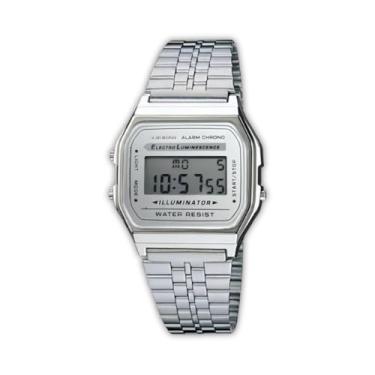 Imagem de Relógio Digital Vintage Feminino com Pulseira Aço Inoxidável, Display Retangular, Resistente à Água, Prata