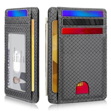 Imagem de Carteira minimalista para homens e mulheres, bolso frontal fino para viagem, bloqueio RFID, carteira de nylon resistente à água para identidade e dinheiro, Cinza, Minimalista