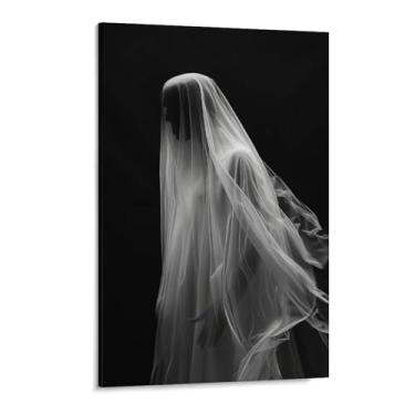 Imagem de HouLaiZhe Impressão de arte de parede em tela com sombra de fantasma, decoração de Halloween, decoração de parede gótica, estética para sala de estar, quarto, 11 x 17 polegadas (28 x 43 cm)