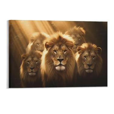 Imagem de HouLaiZhe Pôster animal leão luz solar efeito Tyndall parede estética pôsteres decoração de quarto pintura de parede galeria sala decoração de parede para quarto sala de estar escritório 11 x 17