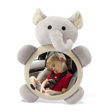 Imagem de DUSCOKE Espelho de carro de bebê voltado para trás, visualizador de assento traseiro de veículo com visão ampla de pelúcia, espelhos de assento de carro à prova de agitação de bebê à vista, espelho