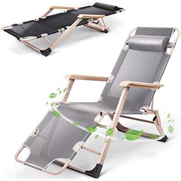Imagem de YYBOES Espreguiçadeira leve e dobrável, espreguiçadeira dobrável reclinável, cadeira de jardim ao ar livre, espreguiçadeira, cama para viagem, férias, acampamento, cadeira de praia dobrável