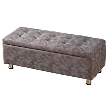 Imagem de FAMEOYA Banqueta otomana tecnológica de tecido com bolsa de armazenamento bengaleiro criativo banco de troca de sapatos banco de pés para casa sala de estar banco de sapatos (cor: cáqui, tamanho: 40 x