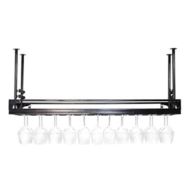 Imagem de Rack de armazenamento suspenso de ferro de metal, altura ajustável, suporte de vinho de teto, suporte de taças de cálice, para bares/restaurantes/cozinha prateleira de exibição