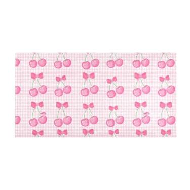 Imagem de Burbuja Tapete de corrida Cerejas no guingão de pelúcia antiderrapante tapete de cozinha suporte de borracha para corredor, quarto, sala de estar, decoração de entrada, lavável na máquina, 51 x 99 cm