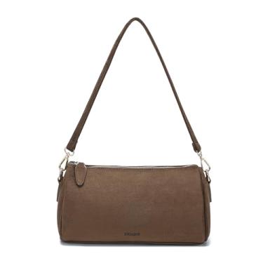 Imagem de JOLLQUE Bolsa transversal para mulheres, bolsa pequena de luxo, bolsa de mão de camurça, bolsas Hobo de ombro outono inverno com zíper (camurça café)