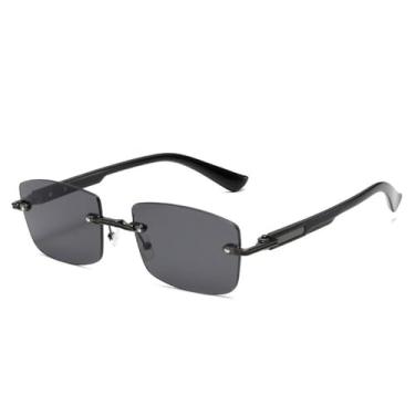 Imagem de Óculos de Sol Femininos Quadrados da Moda Popular, Estilo Vintage, Sem Aro, Lentes Transparentes com Degradê Oceano, Proteção UV400, Óculos de Sol Masculinos Punk, Cinza Chumbo, 1
