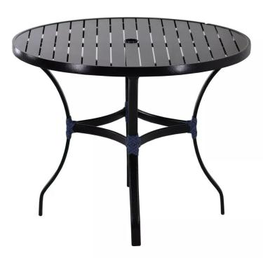 Imagem de Mesa Com Tampo Ripado Roma Alumínio Para Cozinha Trama Preto