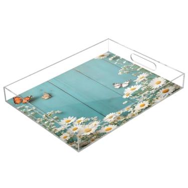 Imagem de STAYTOP Linda bandeja de acrílico para servir flores silvestres, 15,7 x 11,20 cm, à prova de derramamento, organizador de bancada para café da manhã, chá, comida, maquiagem