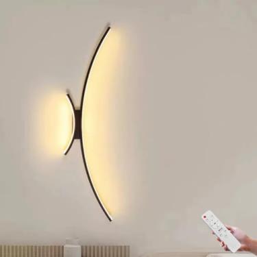 Imagem de Luminária de parede LED dimerizável com controle remoto, linear, longa, com 2 efeitos de chama para cima e para baixo, ideal para sala de estar, iluminação de parede longa para ambientes int
