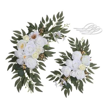 Imagem de CarpNettore Arranjos Florais para Arco de Casamento, Placas de Boas-vindas para Casamento, Decorações Florais, Painel de Fundo para Festa, Quarto, Cerimônia E Fer, Branco, Tamanho real