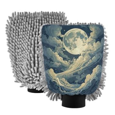 Imagem de STAYTOP Luvas Moon para lavagem de carro, 2 peças, luvas de microfibra de chenille, sem arranhões, panos de esponja de lavagem ultra absorventes para carros, limpeza doméstica - M