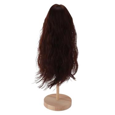 Imagem de Zerodis Peruca de Boneca 1/4, Cabelo Encaracolado Longo de Seda de Alta Temperatura para Boneca de Juntas Esféricas de 7 a 8 Polegadas Com Franja Perfeita para Estilo de (Castanho Escuro)