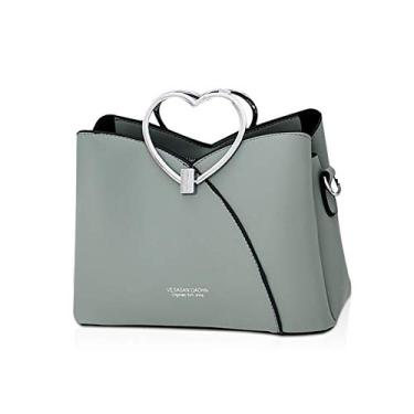 Imagem de NICOLE & DORIS Bolsa feminina fashion com alça superior de couro PU bolsa mensageiro à prova d'água bolsa tiracolo feminina com alça em forma de coração verde, Verde, Large