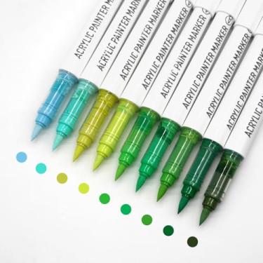 Imagem de Yolaka Marcadores de tinta acrílica à base de água, conjunto de 9 cores de canetas de tinta acrílica com ponta de pincel macio, caneta marcador para pintura rupestre, ovo, madeira, vidro, papel, tinta