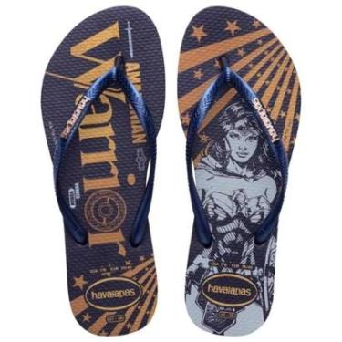 Imagem de Chinelo Havaianas Slim Warner Feminino - Azul e Amarelo - 35/36-Feminino
