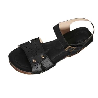 Imagem de Sandálias femininas de cabeça redonda de salto grosso para uso casual e versátil primavera verão moda lazer ao ar livre sem caixa de sapatos, Preto, 36
