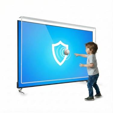 Imagem de CLADENA Protetor de tela de TV de 32 polegadas, protetor ultradurável e flexível com fácil instalação, proteção clara para TV de tela plana, protege contra crianças e animais de estimação