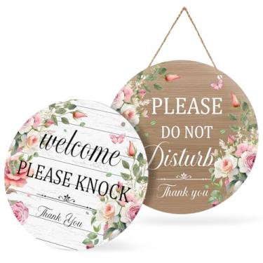 Imagem de Placa de porta em sessão para terapeutas de madeira "Please Do Not Disturb" para clínica de terapia de escritório dupla face, placa suspensa para tratamento de 23 cm (rosa de grão de madeira)