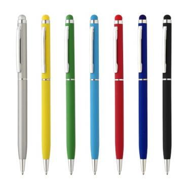 Imagem de Caneta esferográfica Metálica escrita em azul com ponta touch 13,5cm (vermelho + azul escur)