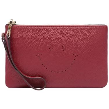 Imagem de DORIS&JACKY Bolsa feminina pequena de couro para celular com sorriso fofo, 5 vinhos tinto, Small