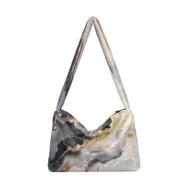 Imagem de Sunflowers are Orange Plush Underarm Bag, Bolsa de ombro com zíper, bolsa de ombro média para mulheres, Pintura coberta em branco e dourado1, One Size