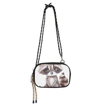 Imagem de TSENQUE Linda bolsa transversal com desenho de guaxinim pequena para mulheres, bolsas de ombro, pochete para telefone com alça