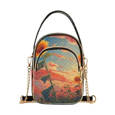 Imagem de Bolsa de ombro feminina coruja sentada no galho com lua cheia, bolsas transversais para mulheres na moda, bolsa transversal, Girassóis são laranja-2, One Size