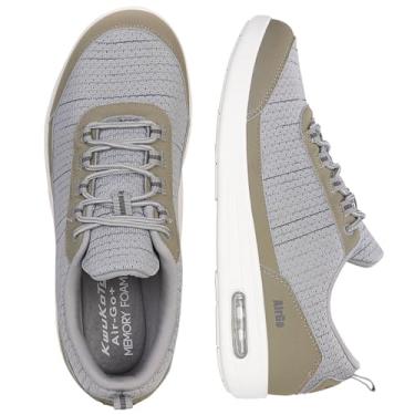 Imagem de KWUKOTY Tênis feminino largo para diabéticos, ortopédico, fascite plantar/pés inchados/joanetes, Cinza, 10 Wide