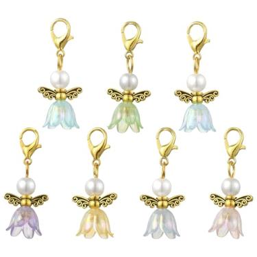 Imagem de MakemadeDIY Pingentes de asa de anjo de 14 a 70 peças, pingentes de contas de acrílico de cores mistas, pingentes dourados com fechos de garra de lagosta para colares, pulseiras, brincos, fabricação