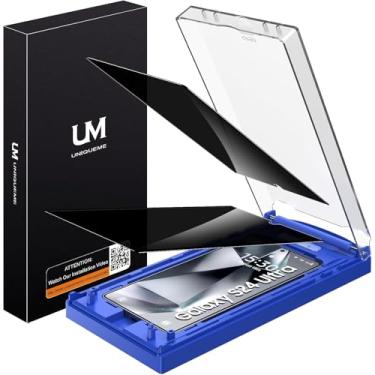Imagem de UniqueMe Pacote com 2 protetores de tela ultra para Samsung Galaxy S24, [kit livre de poeira] Posicionamento automático sem bolhas fácil instalação cobertura total curva 3D [não é vidro] [suporta