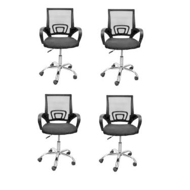 Imagem de Conjunto 4 Cadeiras Confortavel Para Trabalhar Escritório Diretor Secretaria Clinica Preto