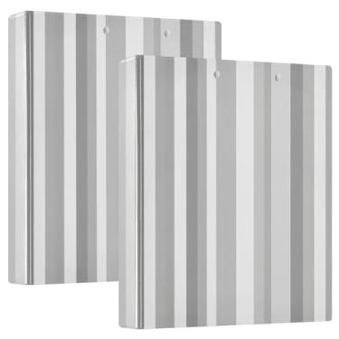 Imagem de Fichário minimalista listrado cinza com 3 anéis, fichários grandes, 1 pacote de anéis de plástico para fichário