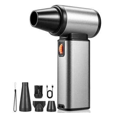 Imagem de Espanador de ar elétrico comprimido 130.000RPM com velocidade ajustável deslizante, pequeno soprador de ar para pó de geleca de carro, espanador de ar ecológico para limpeza de folhas e neve