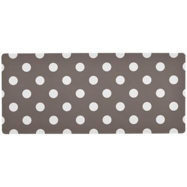 Imagem de Tapete de mesa marrom de bolinhas brancas para jogos e escritório, mouse pad grande, 90 x 40 cm, superfície lisa e antiderrapante