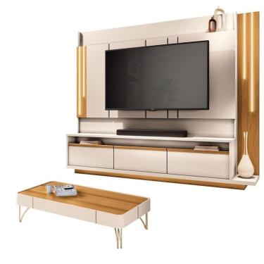 Imagem de Estante Home Theater Montane E Mesa De Centro Cadenza Off White Cinamomo - Hb Móveis