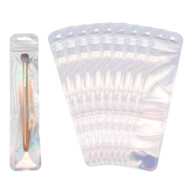 Imagem de PATIKIL Sacos plásticos longos para joias de 4,6 cm x 22 cm, 100 peças, bolsa com zíper autovedável transparente e reutilizável com orifício para pendurar para colares, embalagem de caneta, envio