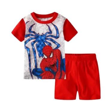 Imagem de Conjunto De Pijamas De Verão Para Meninos Com Estampa De Aranha, Camis
