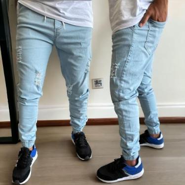 Imagem de calça jeans em sarja jogger masculina azul marinho - Bermudaria F&C, C