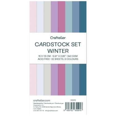 Imagem de Craftelier - Cartolina colorida de inverno | Pacote de cartolina colorida | Papel colorido para artesanato, scrapbooking, projetos DIY | 32 folhas, dupla face, 15 x 7,5 cm, 240 g