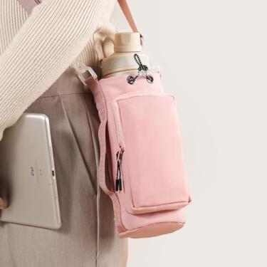Imagem de Bolsa com suporte para garrafa de água com alça ajustável, bolsa tiracolo portátil para academia, caminhada, viagem, rosa, Large, Tendência