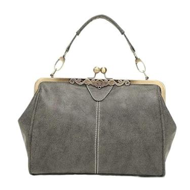 Imagem de VEVEL Bolsas de mão retrô femininas de couro PU bolsa de ombro feminina transversal bolsa de ombro bolsas femininas de alta qualidade, Cinza, One Size