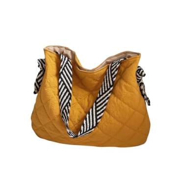 Imagem de RYZGOJV Sacola grande de lona de algodão super forte, bolsa de pano reutilizável para compras de supermercado, bolsa leve para mulheres - amarela