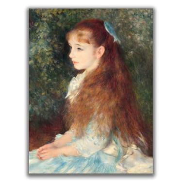 Imagem de Yomcut Arte de parede em tela Auguste Renoir - Retrato de Mademoiselle IrèNe Cahen D'Anvers Pôster Arte Impressionista Francesa Retrô Pôsteres Estética Sala Decorações de Parede Sem Moldura 12 x 16