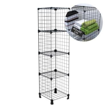 Imagem de Estante Aramada Multiuso 4 Nichos 40x40cm Prateleira Organizadora Livr