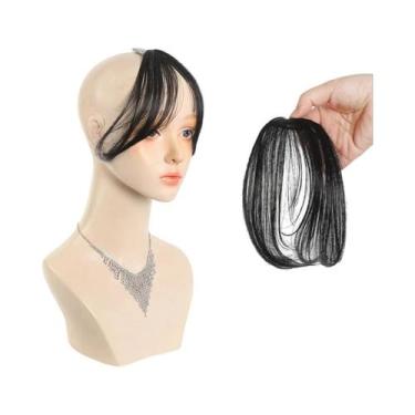 Imagem de Peruca de franja sintética para mulheres com franja lateral natural fo